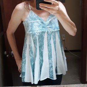 Mudd Blue & White Babydoll Tank